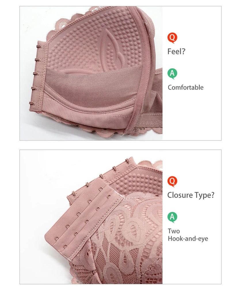 details of FallSweet "Sexy Lace" Comfortable Front Closure Wireless Bra