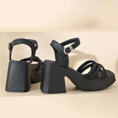 ⏰Flash Sale 50% OFF🔥Women's Fashionable Cross Strap Heeled Sandals-Casual Comfortable