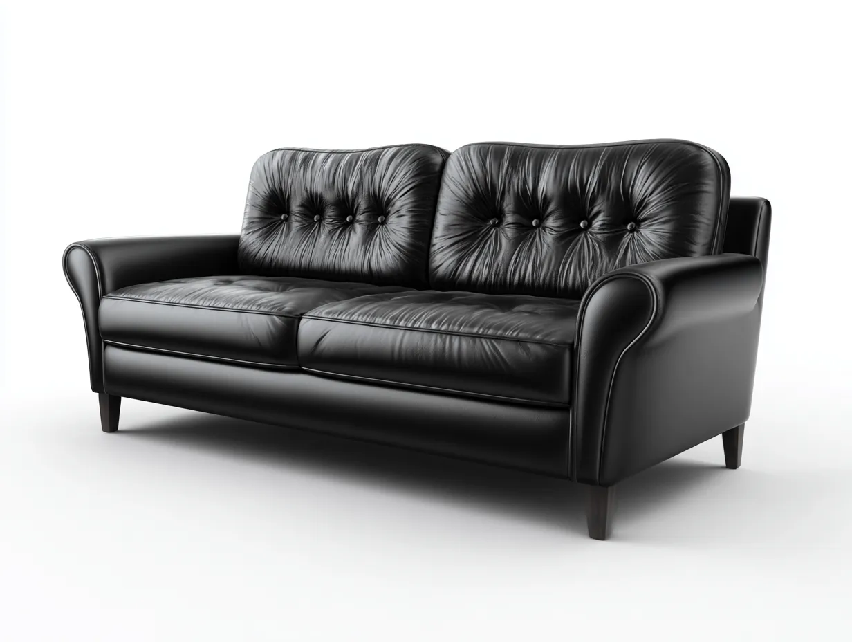 Divano a due posti - Pelle-Legno - 168x88x86 cm - Nero - Stile moderno-Nestgohome