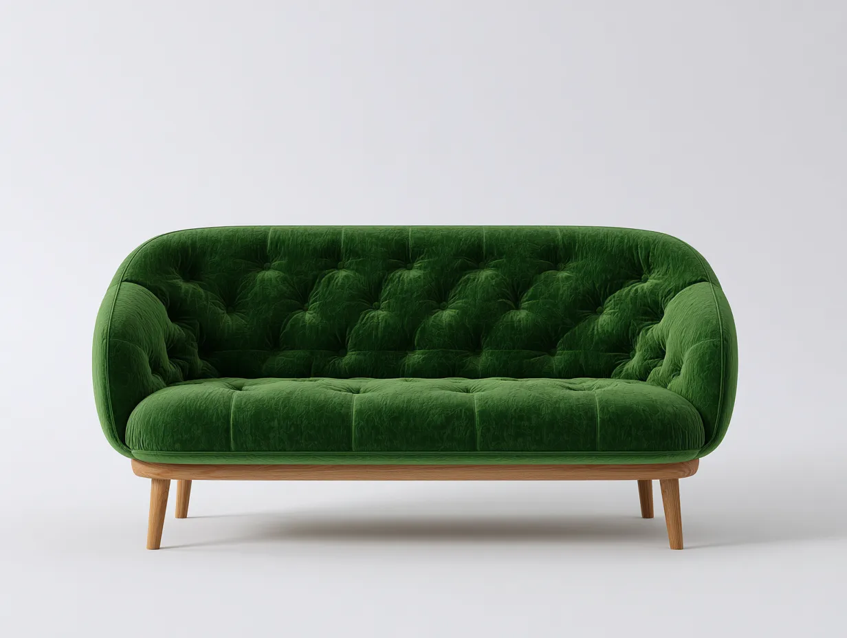 Divano a due posti - Tessuto-Legno - 165x88x85 cm - Verde scuro - Stile moderno-Nestgohome