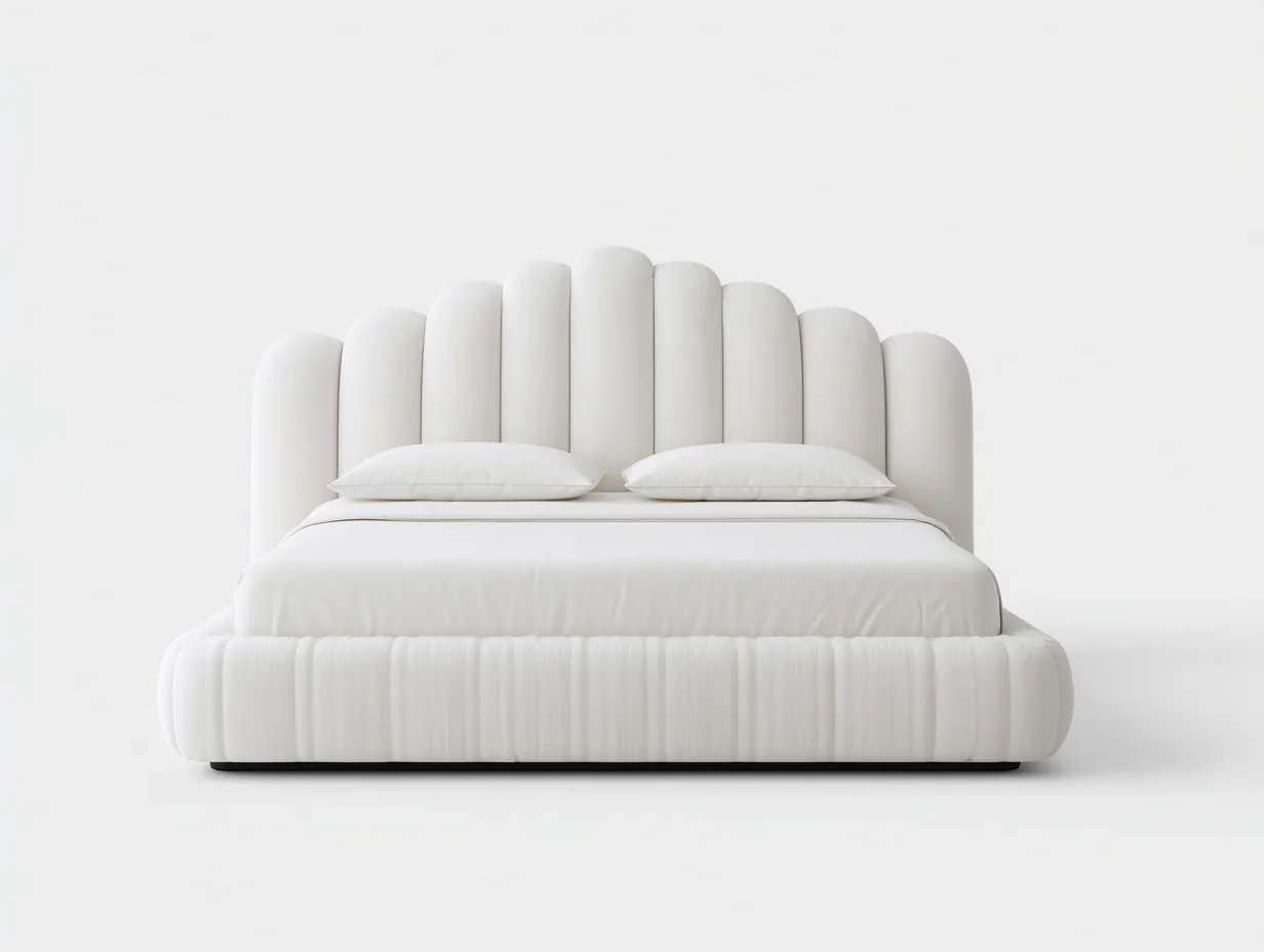 Letto matrimoniale-Tessuto-Legno-218x180x115 cm-Bianco-Stile contemporaneo-Nestgohome
