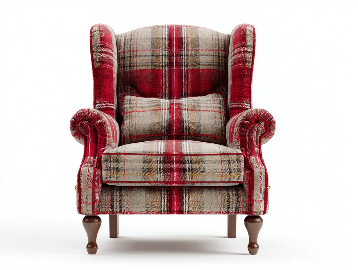 Poltrona- tessuto- 85x80x105 cm- rosso-beige- stile classico-Nestgohome