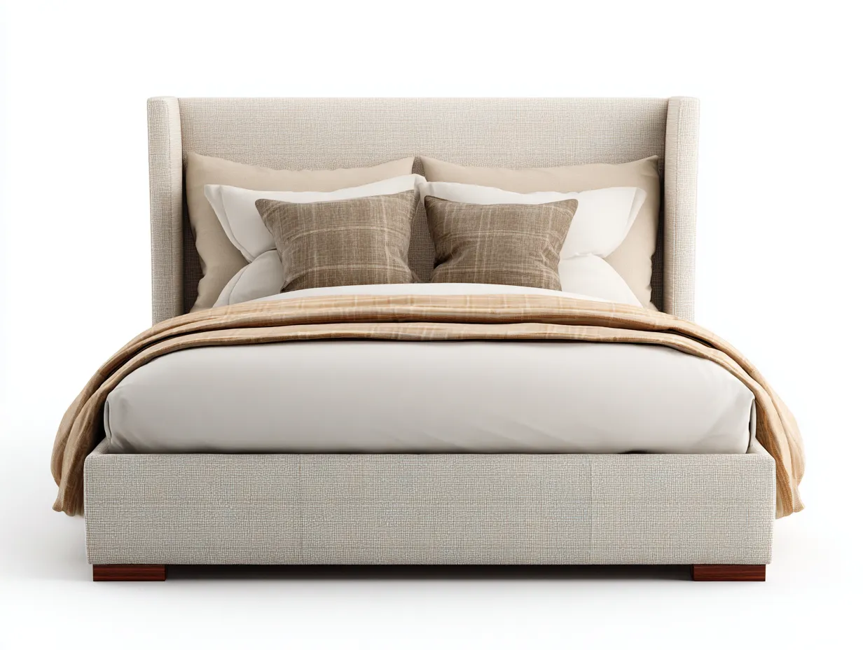 Letto matrimoniale-Tessuto-Legno-208x166x104 cm-Beige-Stile contemporaneo-Nestgohome