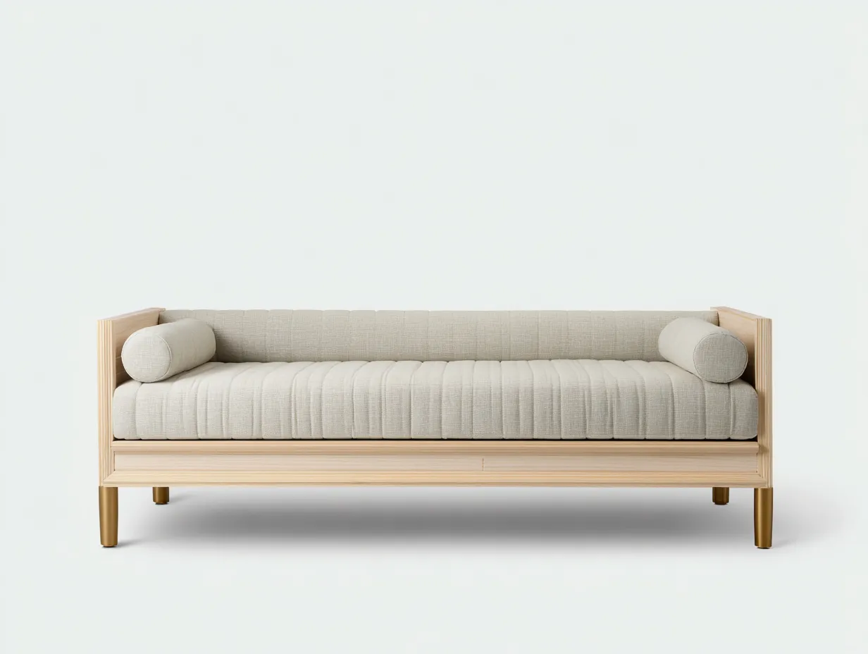 Divano letto - Tessuto-Legno - 198x82x76 cm - Beige - Stile moderno-Nestgohome