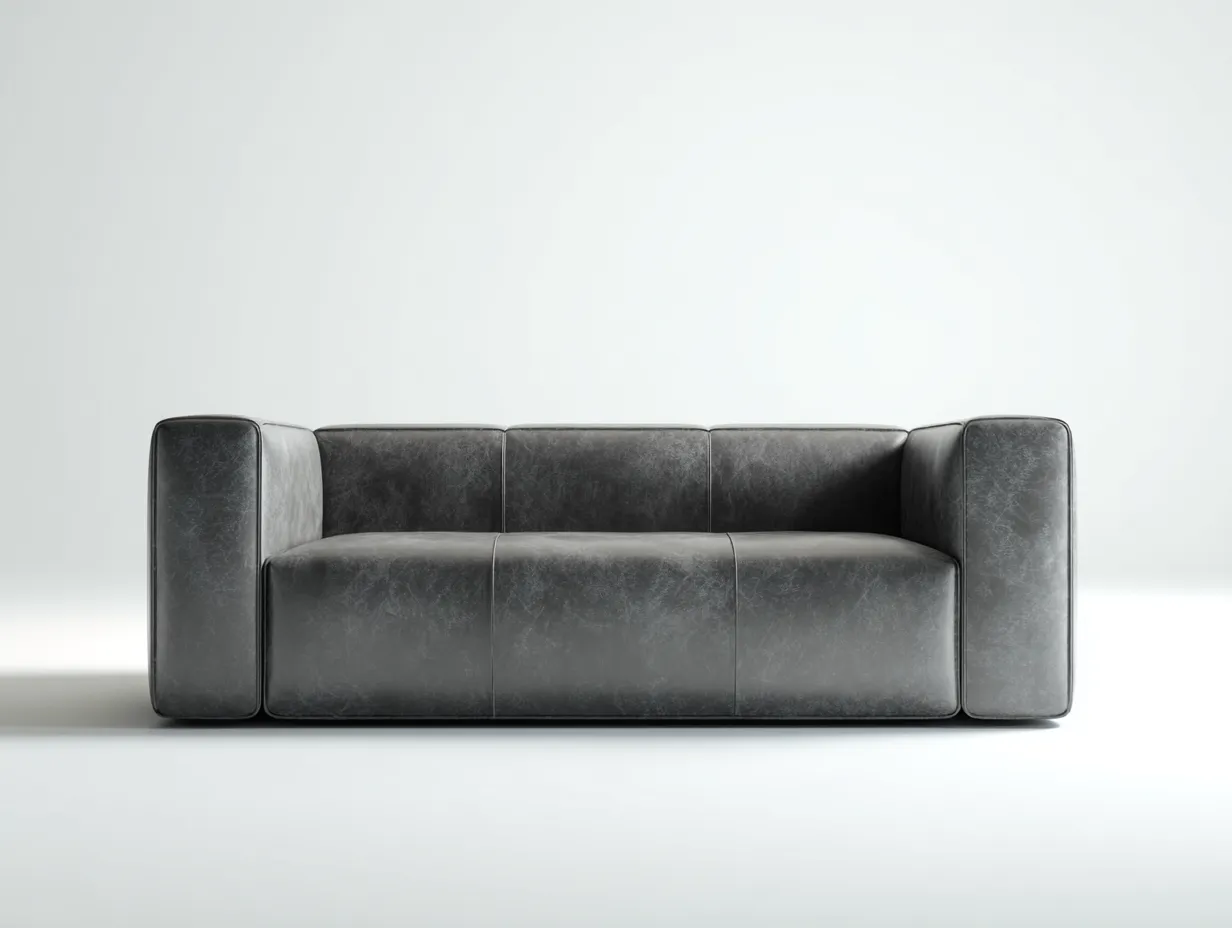 Divano a due posti - Pelle - 190x92x80 cm - Grigio - Stile moderno-Nestgohome