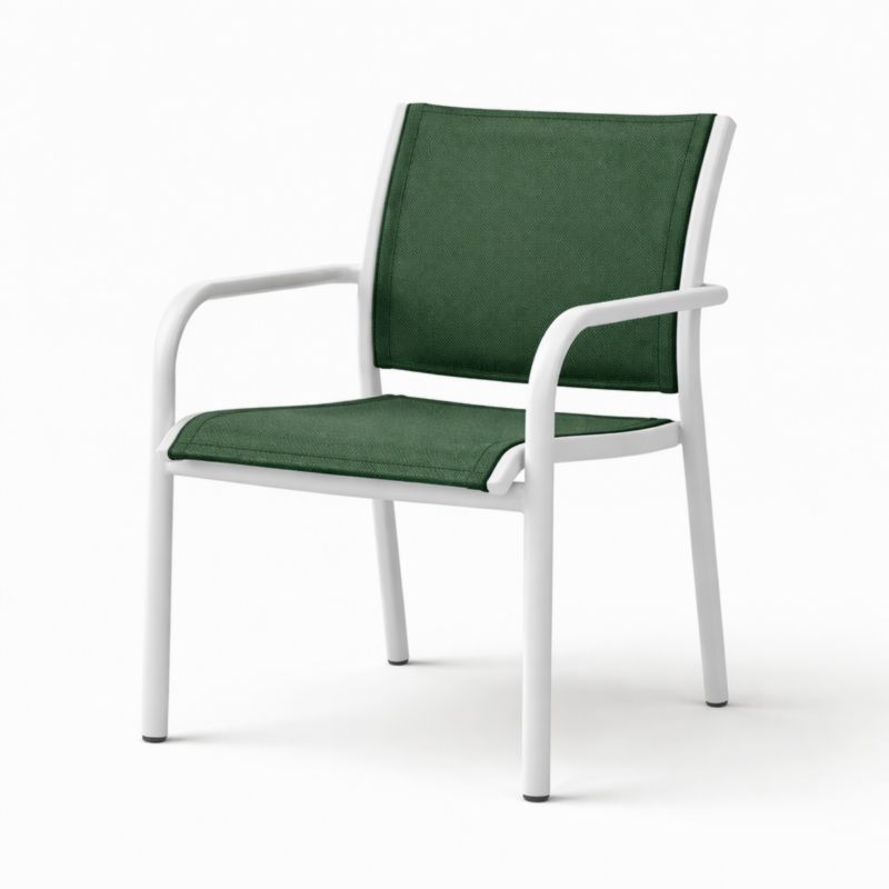 Chaise d'extérieur en aluminium et tissu vert foncé