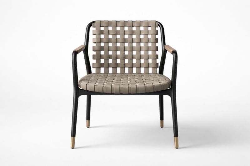 Fauteuil en Aluminium et Polyuréthane Tressé Noir et Beige