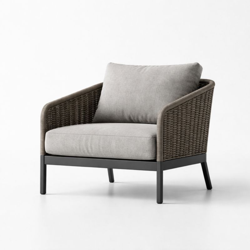 Fauteuil en rotin et aluminium avec coussins gris