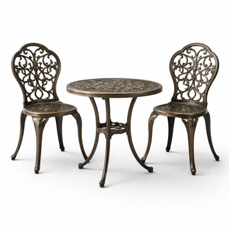 Ensemble de Table et Chaises de Jardin en Aluminium avec Motif Floral