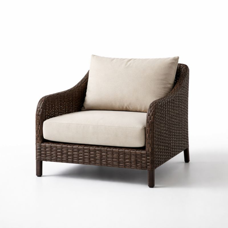 Fauteuil en Résine Synthétique Marron avec Coussins Beiges