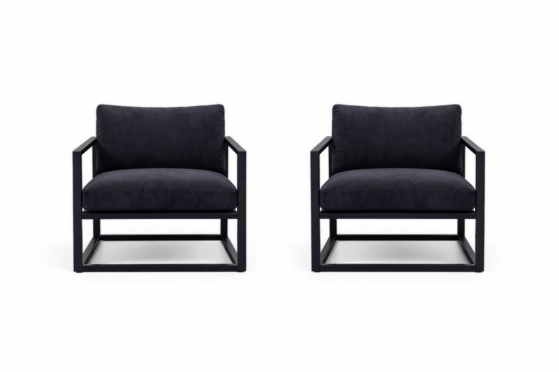 Ensemble de 2 fauteuils d'extérieur en aluminium et polyester noir