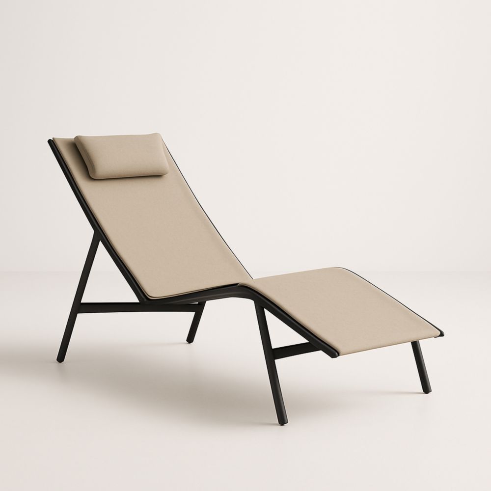 Chaise longue en aluminium et tissu Beige