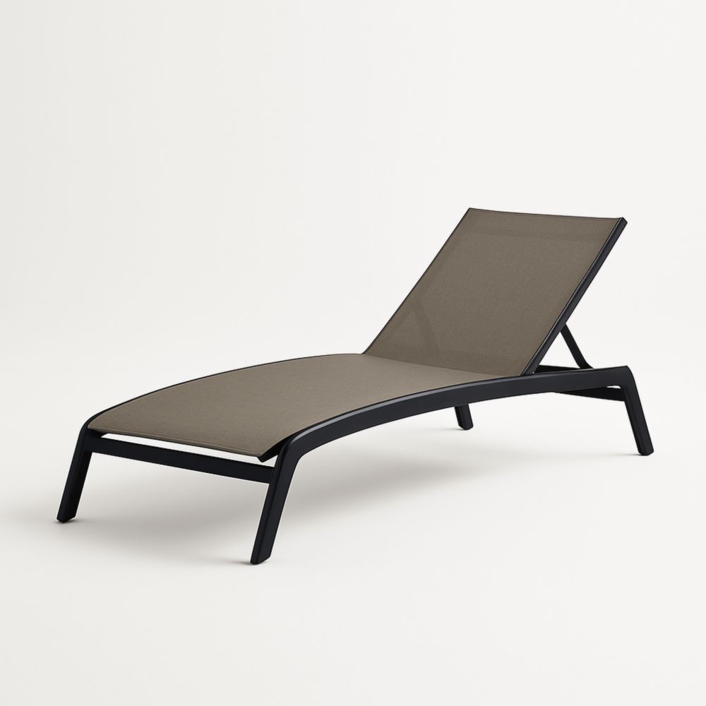 Chaise Longue de Jardin Réglable Noir Aluminium Textilène