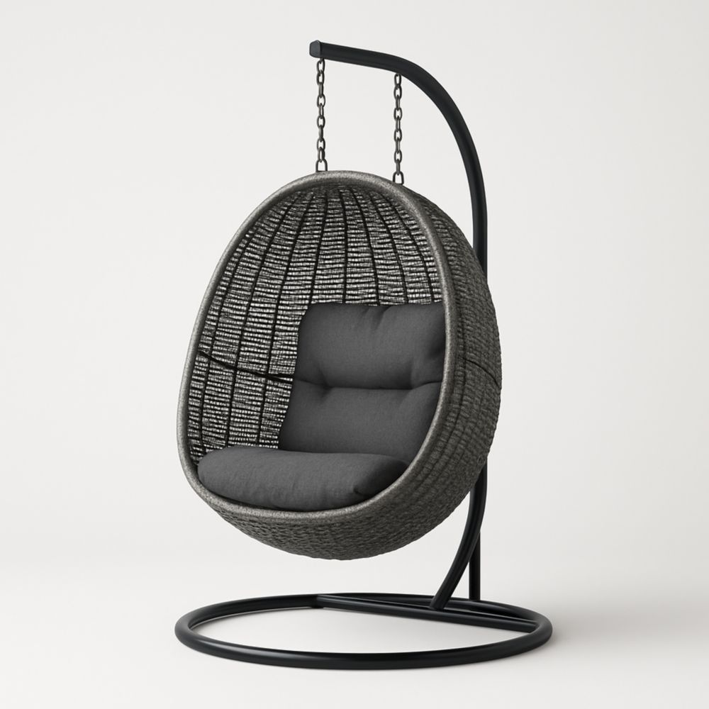 Fauteuil suspendu en résine tressée avec coussin polyester