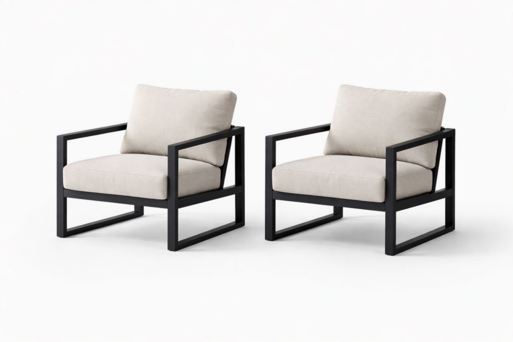 Ensemble de 2 fauteuils en aluminium avec coussin beige