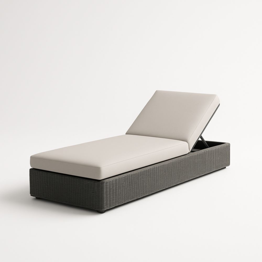 Chaise Longue Extérieur Résine Tressée avec Coussin Beige