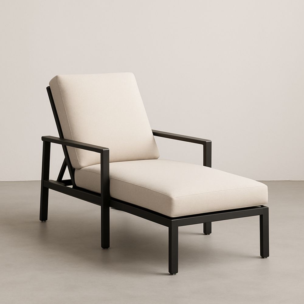 Chaise-longue extérieure en aluminium coussins polyester Beige