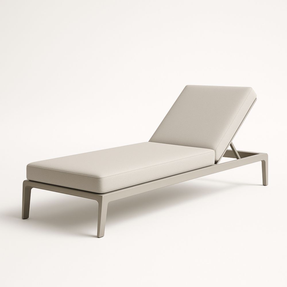 Chaise Longue Aluminium Beige Coussins Réglables Extérieur