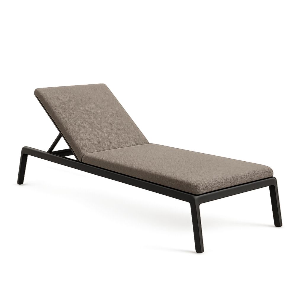 Chaise Longue Extérieure Aluminium Tissu Beige 200x75x40 cm