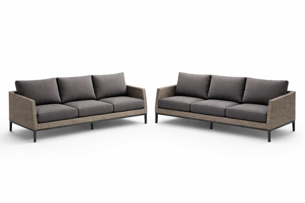 Set de Deux Canapés Extérieurs en Polyéthylène avec Coussins Gris, 200 cm