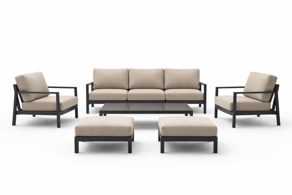 Set de Canapé d'extérieur 6 pièces Aluminium Beige/Noir