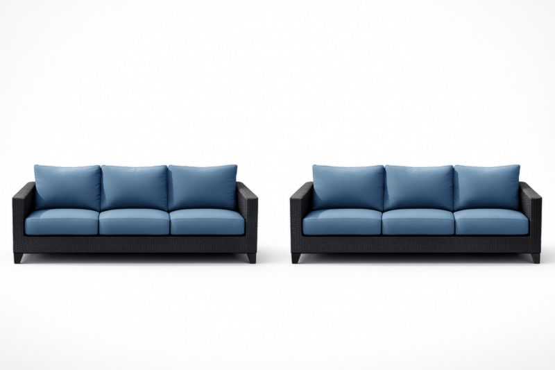 Set de Deux Canapés Extérieurs en Résine Tressée Bleu