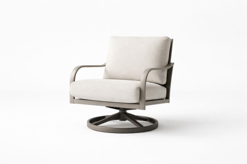 Fauteuil pivotant extérieur en aluminium et polyester Beige 87 cm x 76 cm x 81 cm