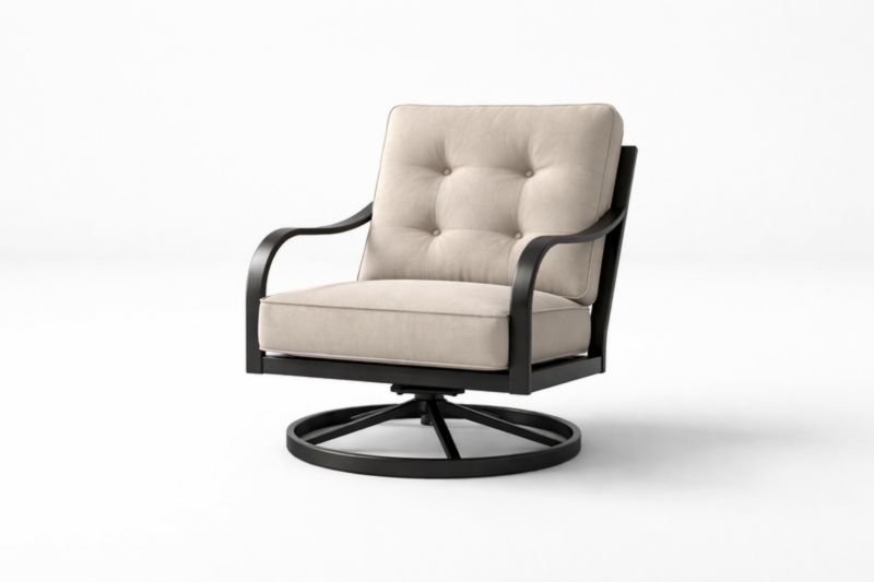 Fauteuil pivotant extérieur aluminium beige coussin polyester