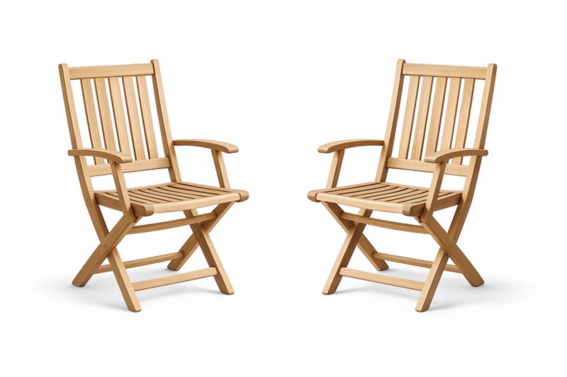 Chaises de Jardin Pliantes en Bois avec Accoudoirs - Lot de 2