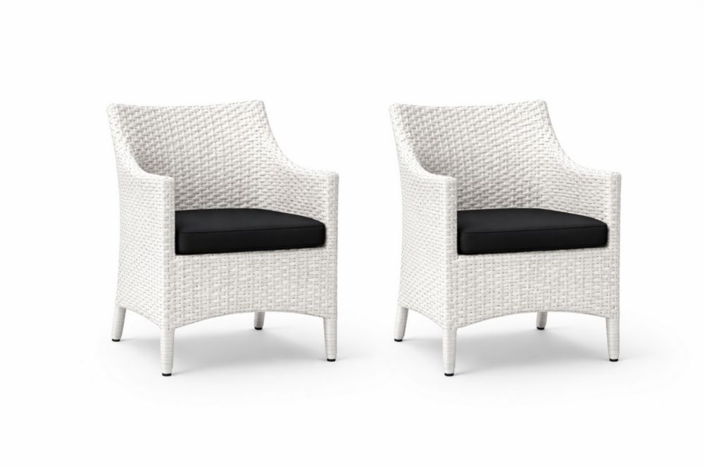 Lot de 2 Fauteuils de Jardin en Résine Tressée avec Coussin Noir