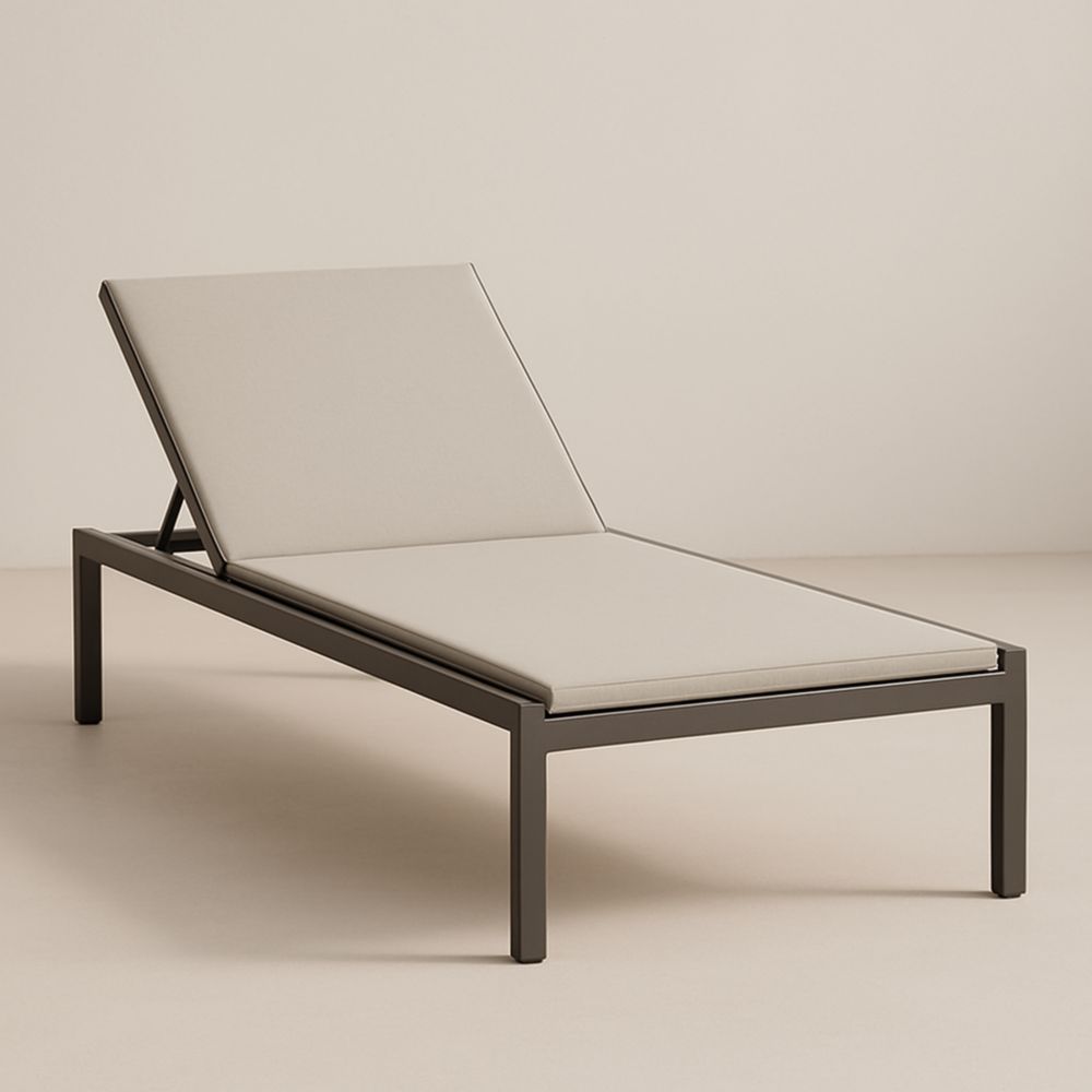 Chaise longue extérieure en aluminium beige réglable