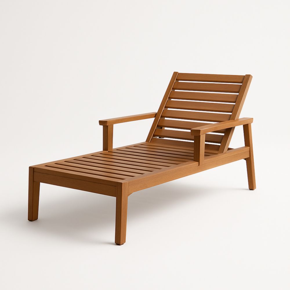 Chaise Longue Bois Massif Extérieur Marron