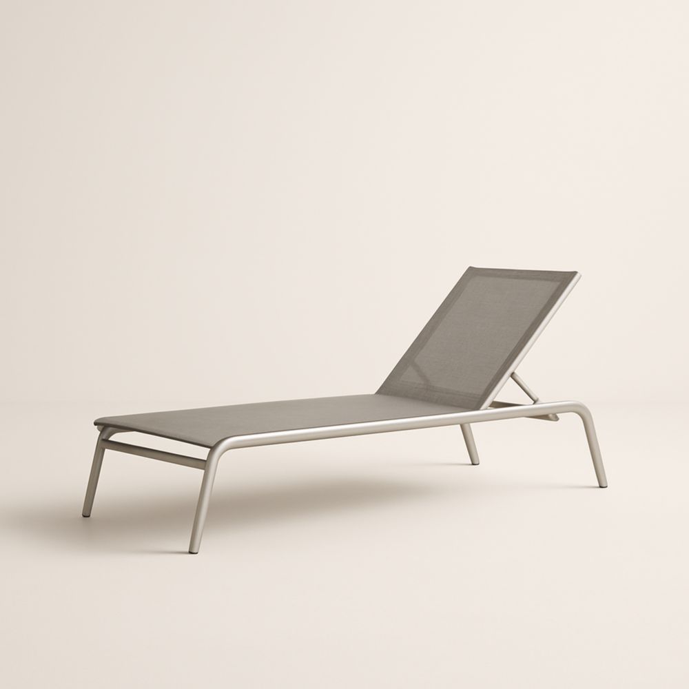 Chaise longue extérieure en aluminium et textilène réglable - Gris