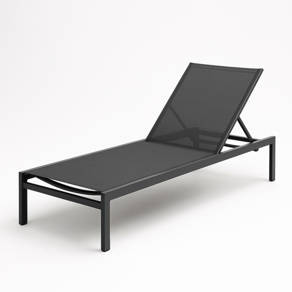 Chaise Longue Extérieur Aluminium Noir 200x65x30cm