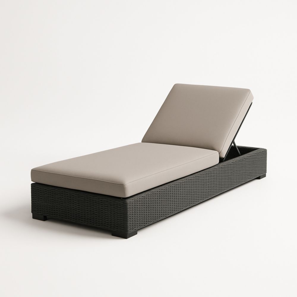 Chaise Longue Réglable Résine Tressée Polyester Taupe/Noir 200x75x40cm