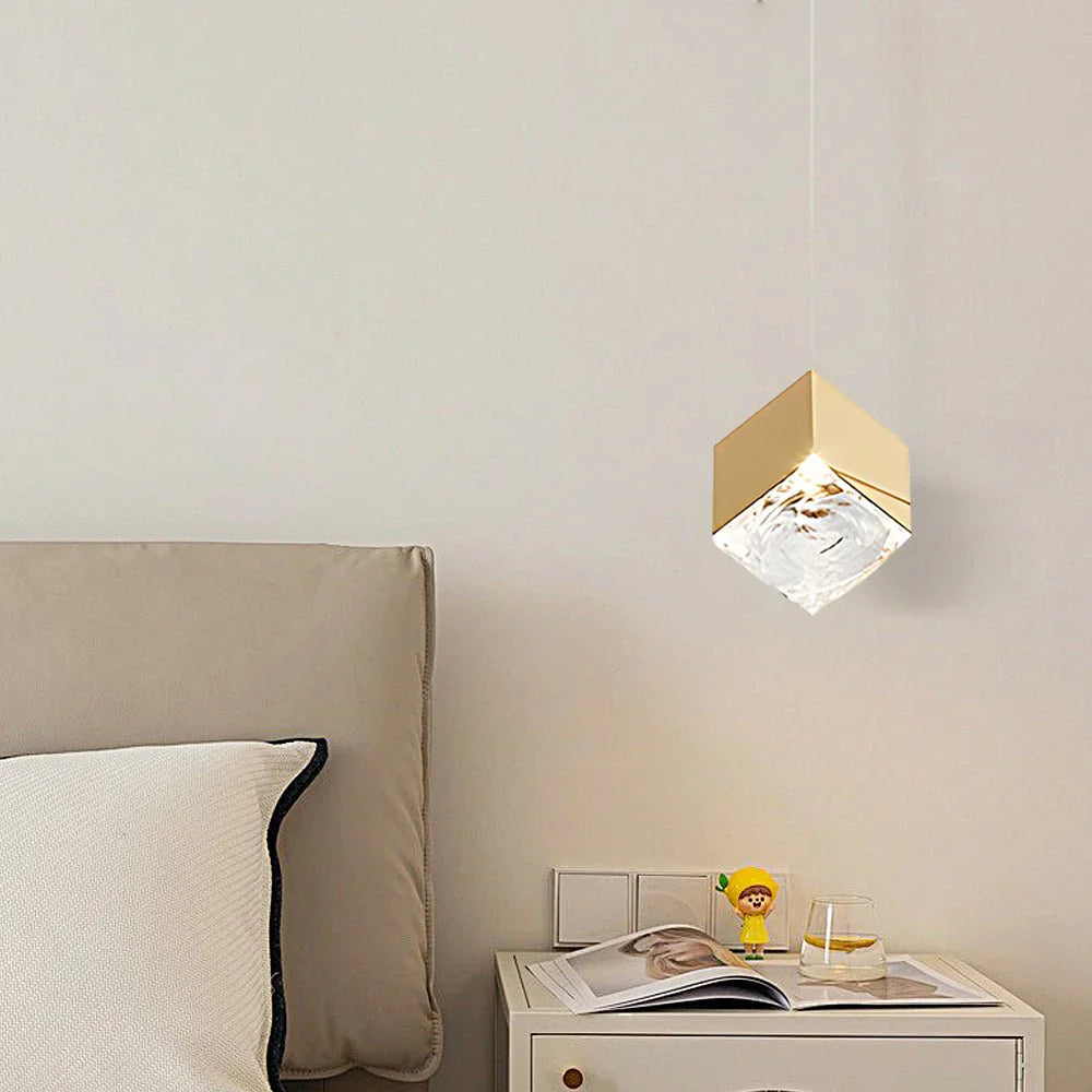 1/3/6/9-Light Multi Glass Ice Cube Metallic Staircase Chandelier