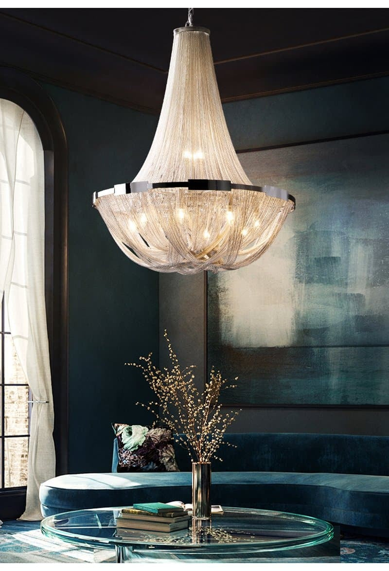 Alisa Luxury Plated Aluminum Chain Tassel Chandelier