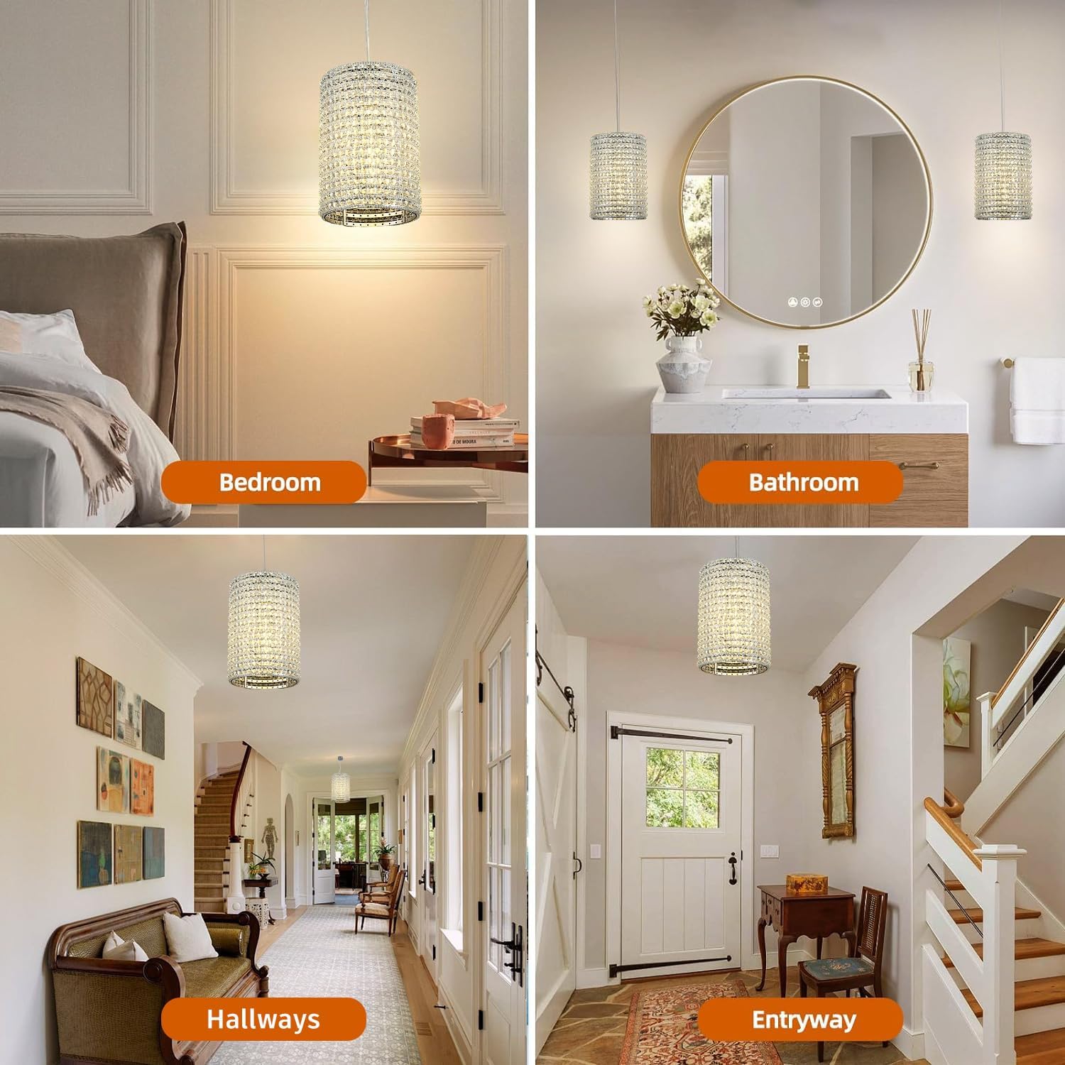 Alison K9 Crystal Beads Pendant Lights 12"