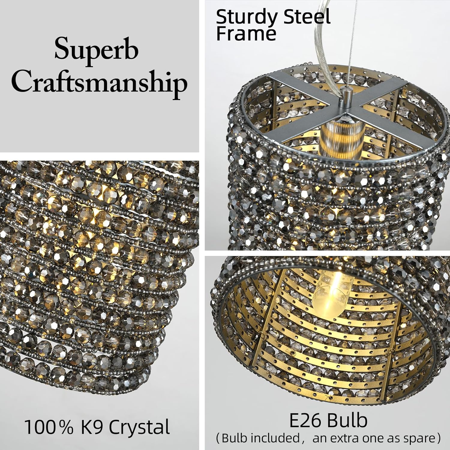 Alison K9 Crystal Beads Pendant Lights 12"