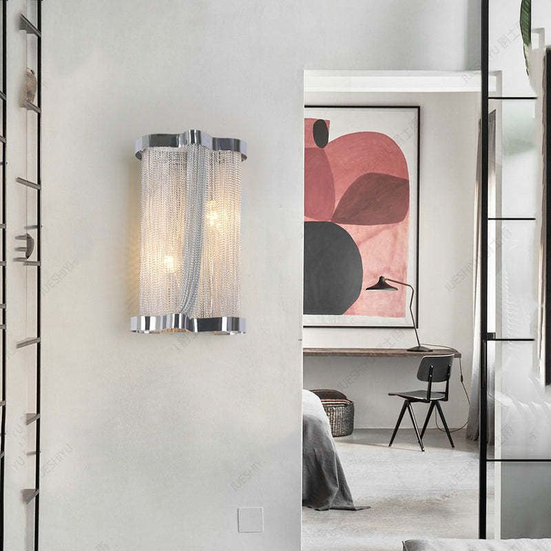 Aluminum Ashley Chain Tassel Wall Sconce