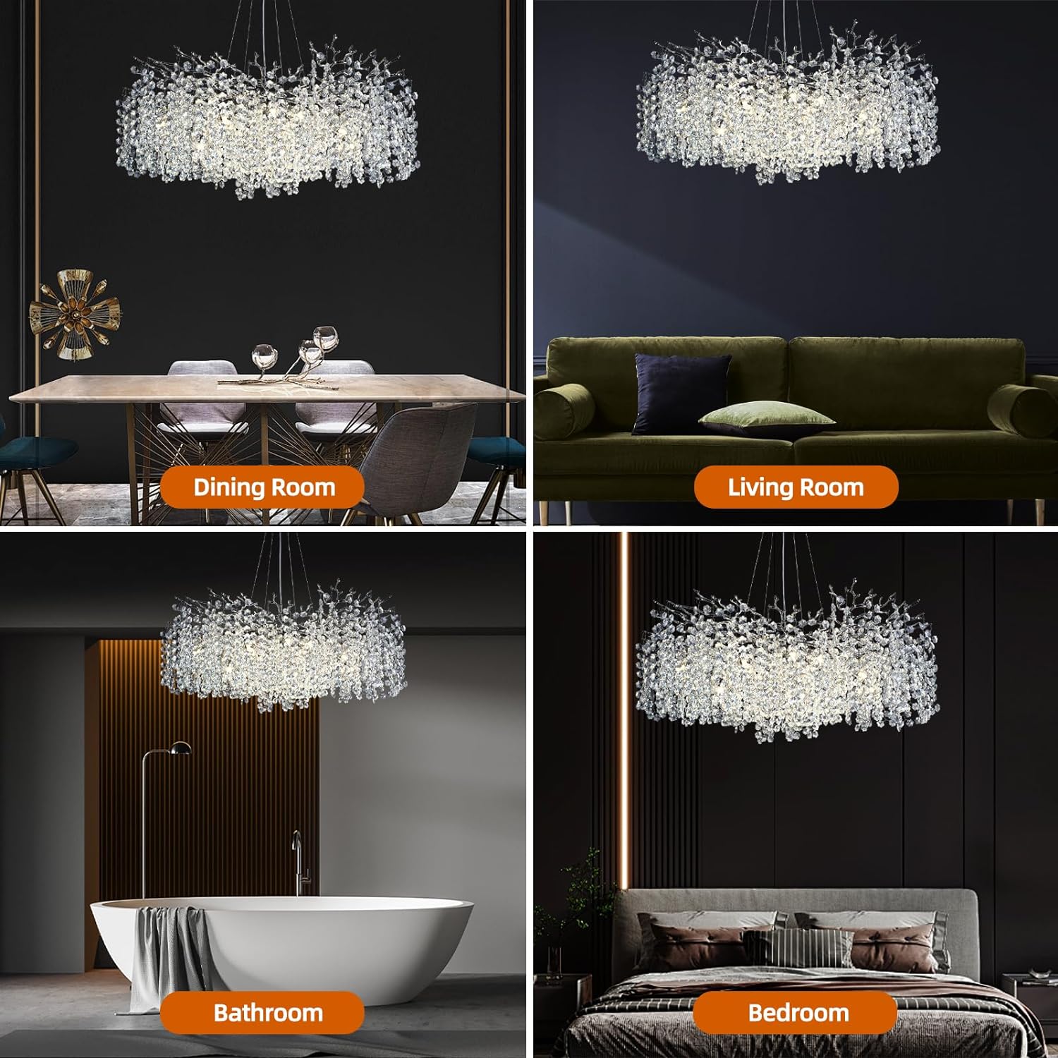 Branch Snow Tree Crystal Chandelier 30" 40" 55"