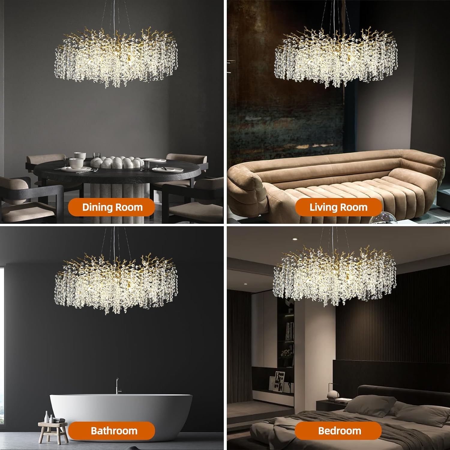 Branch Snow Tree Crystal Chandelier 30" 40" 55"