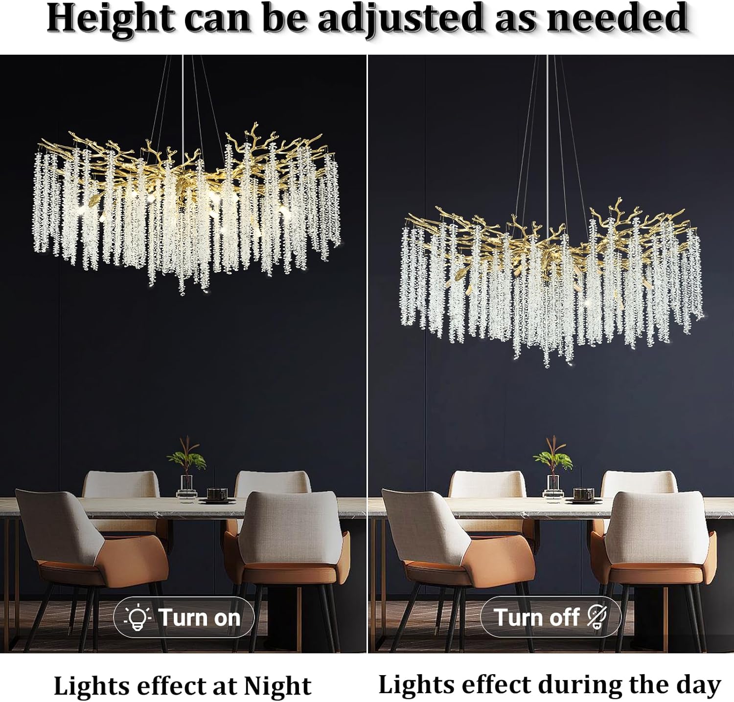 Branch Snow Tree Crystal Gold/Silver Chandelier 40"D