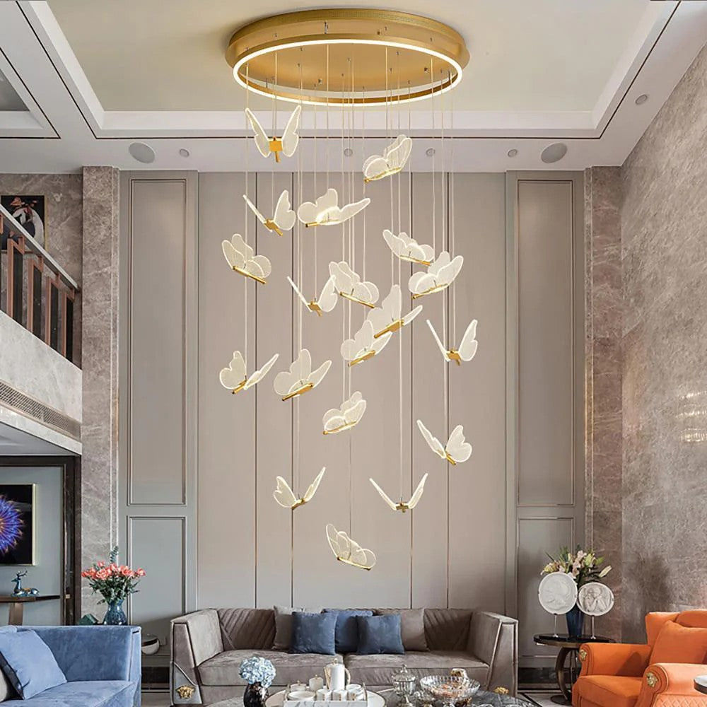 Butterfly Chandelierv Modern Metal Disk Acrylic Ceiling Light