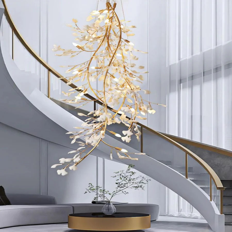 Ceramic Ginkgo Leaf Chandelier