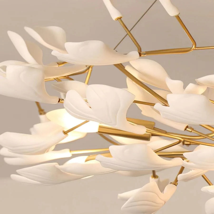 Ceramic Ginkgo Leaf Chandelier