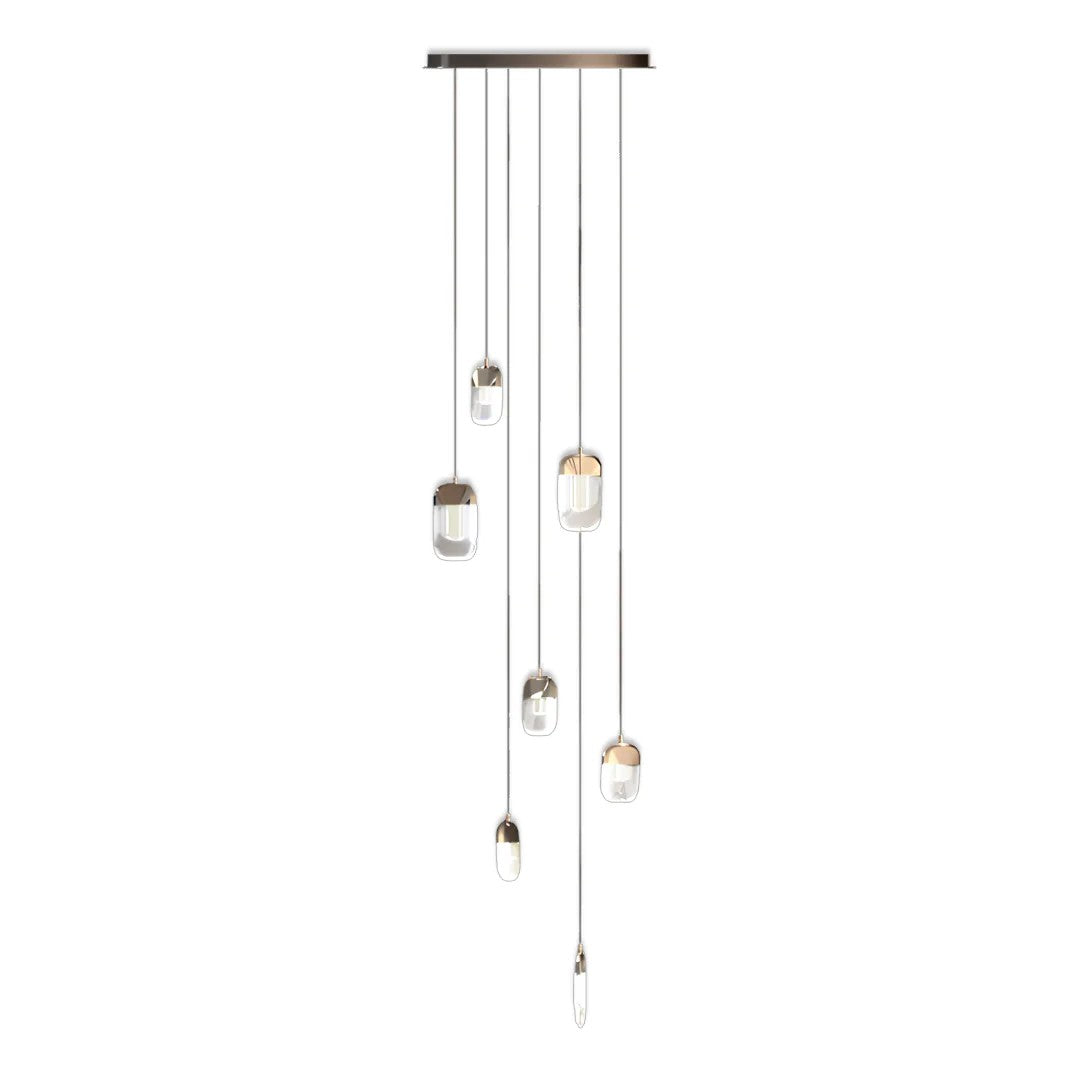Chandelier for Staircase Full Copper Luxury Crystal Ceiling Light