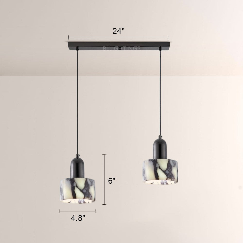 Collins Cream Marble-Effect Cylindrical Pendant(2/3-Head)