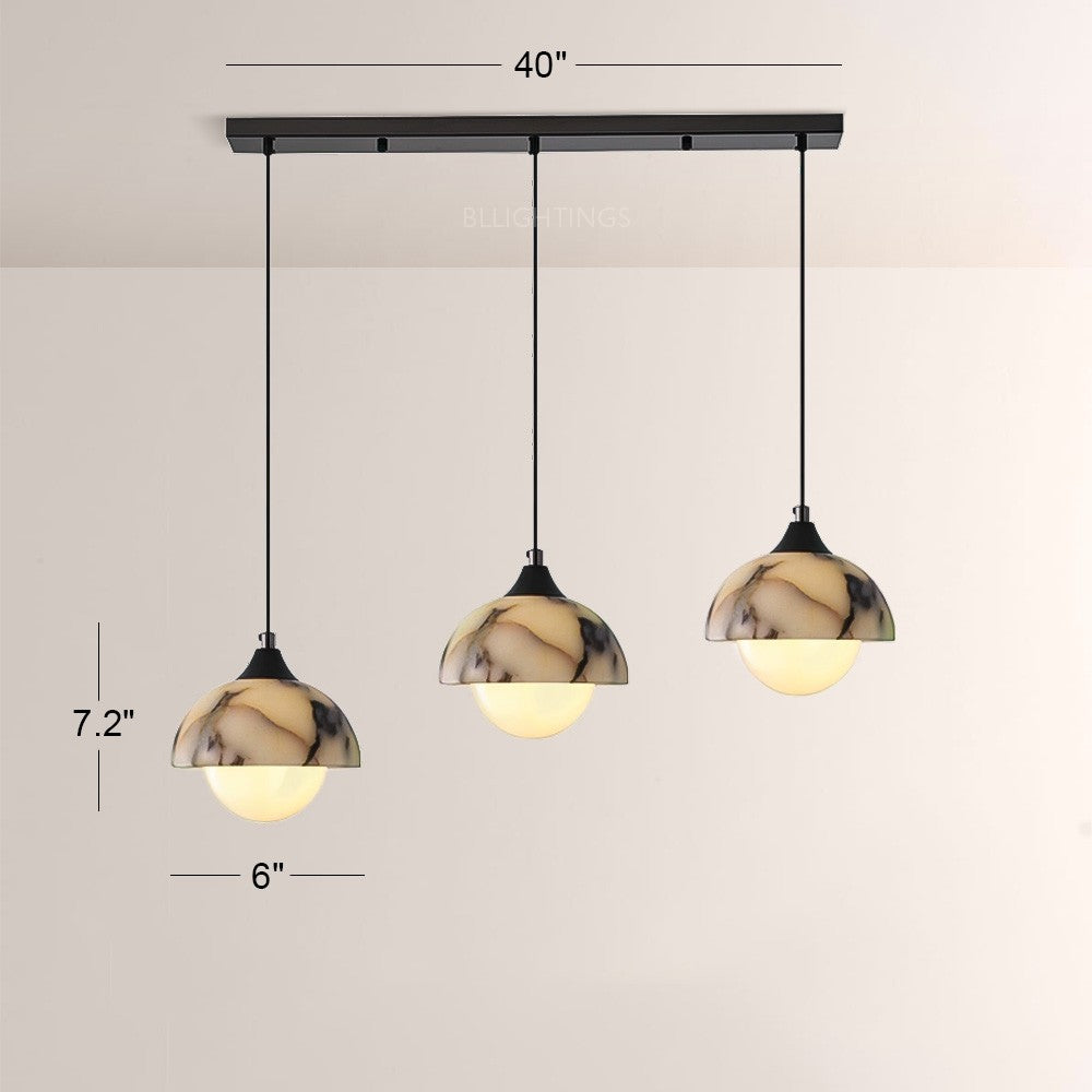 Collins Dome-Shade Marble Pendant(1/3-Head)