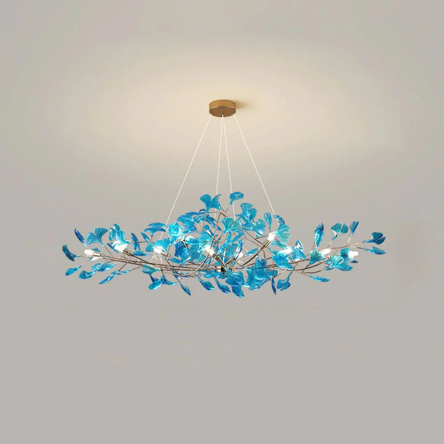 Colorful Glass Ginkgo Leaf Chandelier